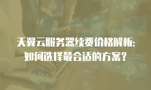 天翼云服务器续费价格解析：如何选择最合适的方案？