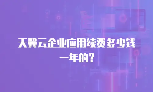 天翼云企业应用续费多少钱一年的？