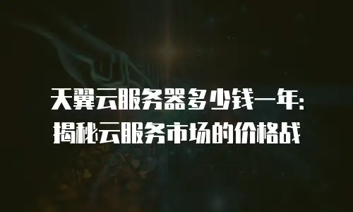 天翼云服务器多少钱一年：揭秘云服务市场的价格战