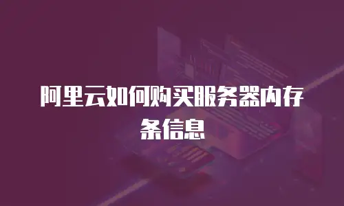 阿里云如何购买服务器内存条信息