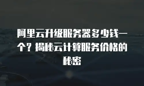 阿里云升级服务器多少钱一个？揭秘云计算服务价格的秘密