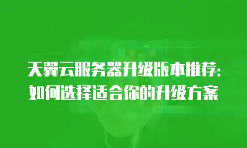 天翼云服务器升级版本推荐：如何选择适合你的升级方案
