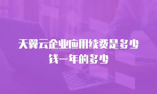 天翼云企业应用续费是多少钱一年的多少