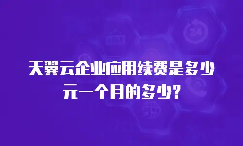 天翼云企业应用续费是多少元一个月的多少？