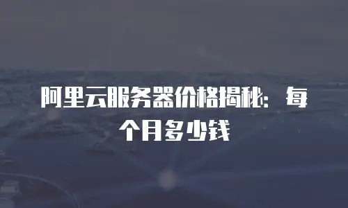 阿里云服务器价格揭秘：每个月多少钱
