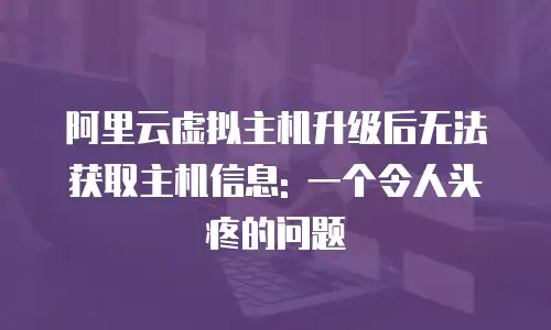 阿里云虚拟主机升级后无法获取主机信息: 一个令人头疼的问题