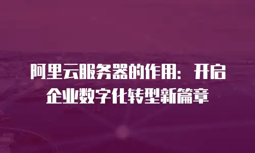 阿里云服务器的作用：开启企业数字化转型新篇章