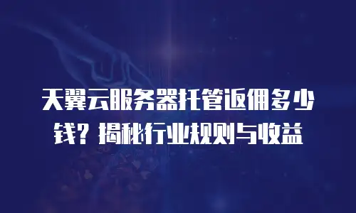 天翼云服务器托管返佣多少钱？揭秘行业规则与收益