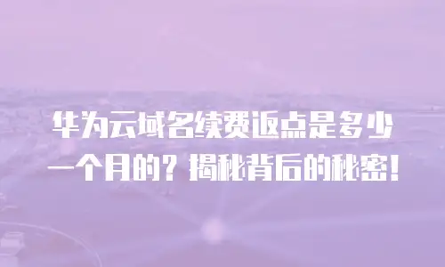 华为云域名续费返点是多少一个月的？揭秘背后的秘密！