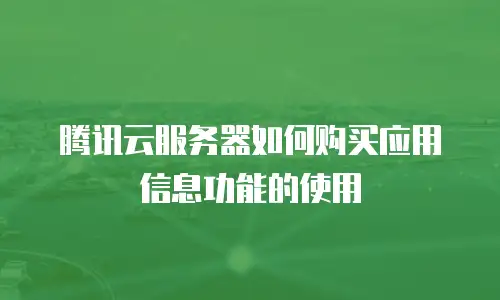 腾讯云服务器如何购买应用信息功能的使用