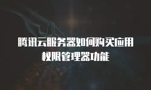 腾讯云服务器如何购买应用权限管理器功能