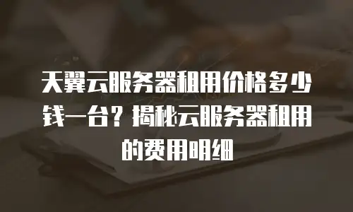 天翼云服务器租用价格多少钱一台？揭秘云服务器租用的费用明细