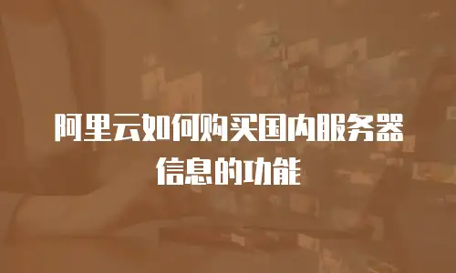 阿里云如何购买国内服务器信息的功能