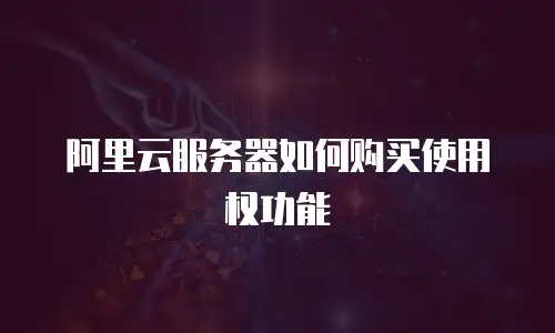 阿里云服务器如何购买使用权功能
