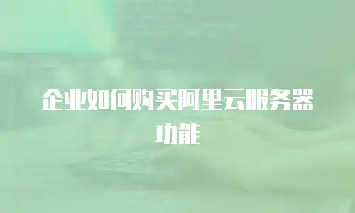 企业如何购买阿里云服务器功能