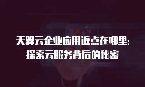 天翼云企业应用返点在哪里：探索云服务背后的秘密