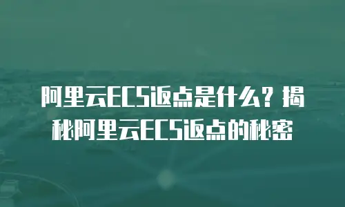 阿里云ECS返点是什么？揭秘阿里云ECS返点的秘密