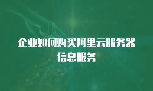 企业如何购买阿里云服务器信息服务
