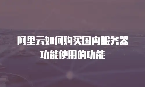 阿里云如何购买国内服务器功能使用的功能
