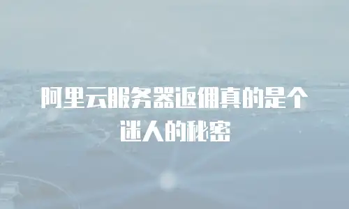 阿里云服务器返佣真的是个迷人的秘密