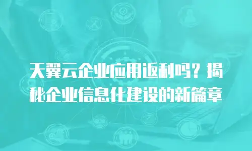 天翼云企业应用返利吗？揭秘企业信息化建设的新篇章