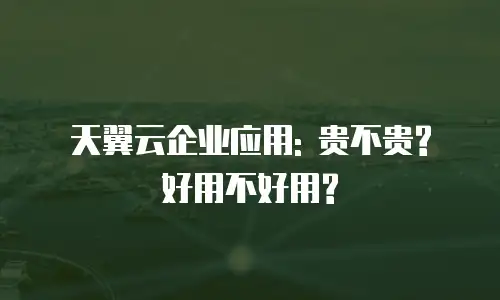 天翼云企业应用: 贵不贵? 好用不好用?