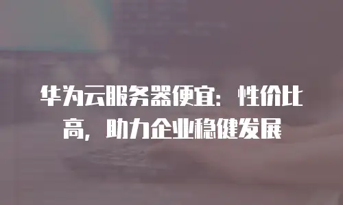 华为云服务器便宜：性价比高，助力企业稳健发展