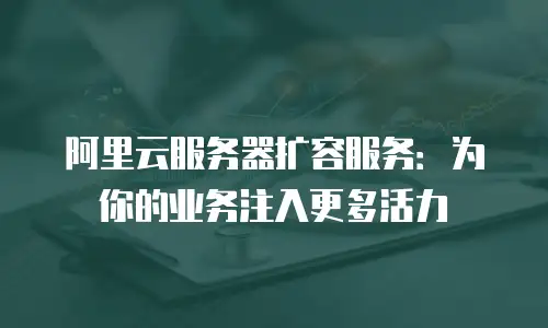 阿里云服务器扩容服务：为你的业务注入更多活力