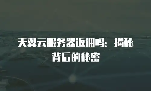 天翼云服务器返佣吗：揭秘背后的秘密