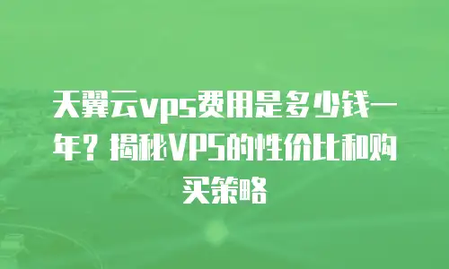 天翼云vps费用是多少钱一年？揭秘VPS的性价比和购买策略