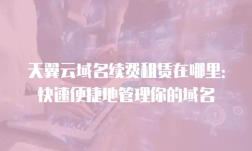 天翼云域名续费租赁在哪里：快速便捷地管理你的域名