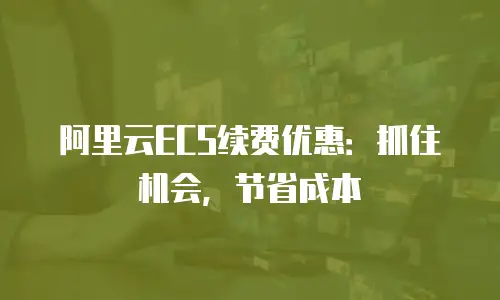 阿里云ECS续费优惠：抓住机会，节省成本