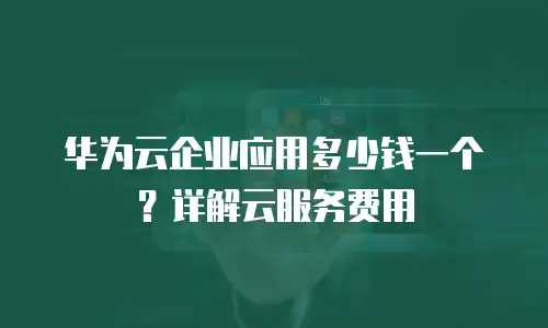华为云企业应用多少钱一个？详解云服务费用