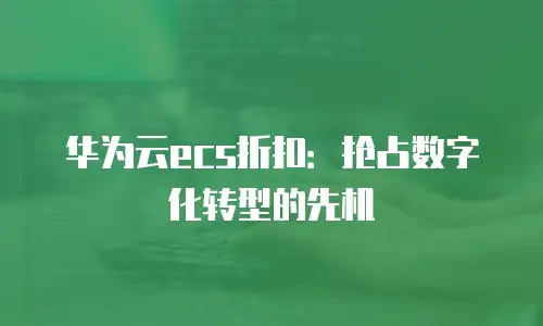 华为云ecs折扣：抢占数字化转型的先机