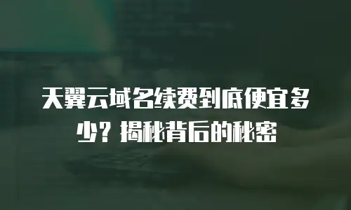 天翼云域名续费到底便宜多少？揭秘背后的秘密