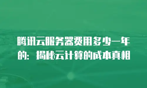 腾讯云服务器费用多少一年的：揭秘云计算的成本真相