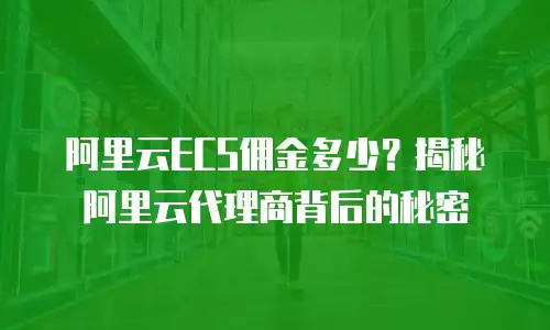 阿里云ECS佣金多少？揭秘阿里云代理商背后的秘密