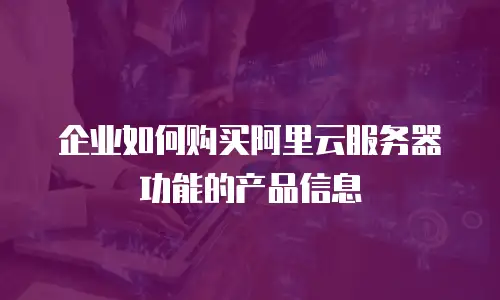 企业如何购买阿里云服务器功能的产品信息