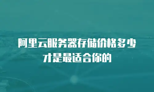 阿里云服务器存储价格多少才是最适合你的