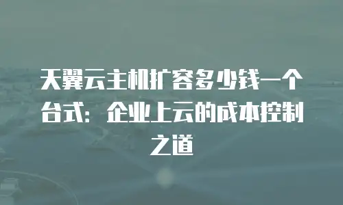 天翼云主机扩容多少钱一个台式：企业上云的成本控制之道