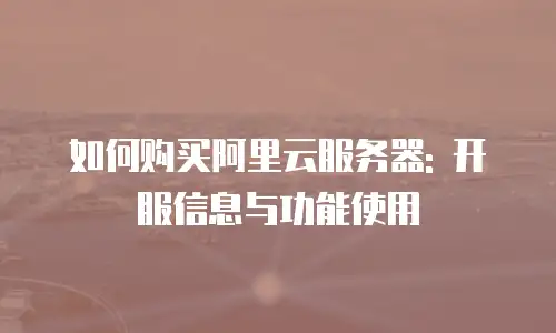 如何购买阿里云服务器: 开服信息与功能使用