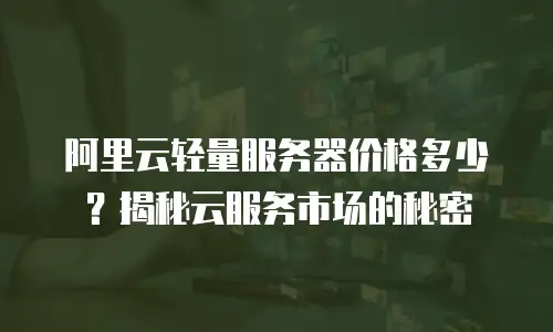 阿里云轻量服务器价格多少？揭秘云服务市场的秘密