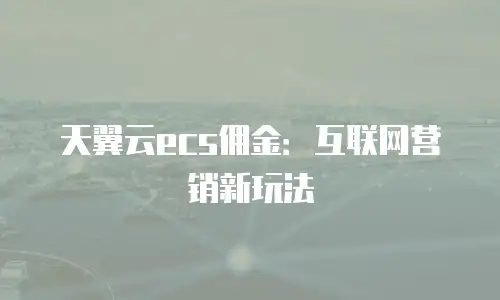 天翼云ecs佣金：互联网营销新玩法