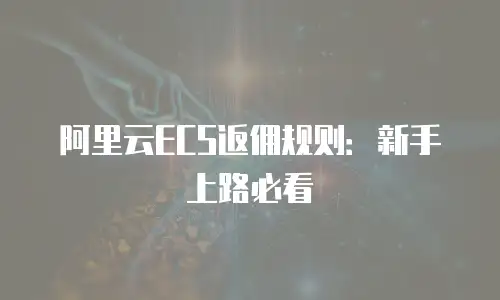 阿里云ECS返佣规则：新手上路必看