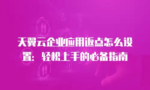 天翼云企业应用返点怎么设置：轻松上手的必备指南