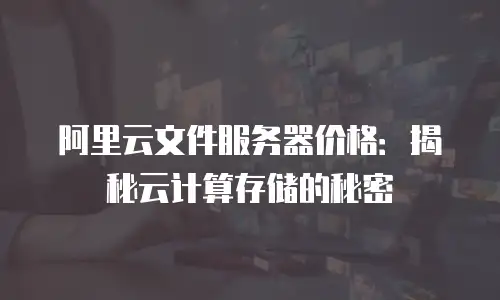 阿里云文件服务器价格：揭秘云计算存储的秘密