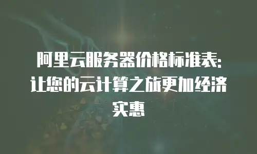 阿里云服务器价格标准表: 让您的云计算之旅更加经济实惠