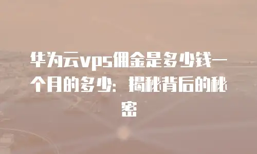 华为云vps佣金是多少钱一个月的多少：揭秘背后的秘密