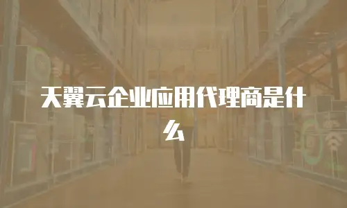 天翼云企业应用代理商是什么