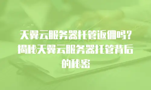 天翼云服务器托管返佣吗？揭秘天翼云服务器托管背后的秘密